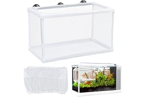 Aquarium Fry Hatchery Net, ANOTHEEE 10 inch Fish Hatchery Isolation Box for isolation, rearing, hatching and protection of seedlings, Fish Breeding Net with 6 suction cups and 1 spare net (10*6*6 in)