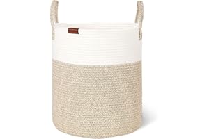 Wintao Storage Basket, Woven Baby Washing Basket Cotton Rope Laundry Hamper Toy Storage Desert Tall & Large 40 x 45 cm