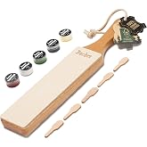 Bacher Leather Knife Setter, Strop Palette, 4 Pastes - 32 cm | FSC certified beech | gouges | burins | cowhide 3 mm | grains