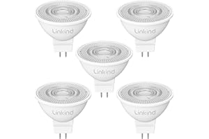 Linkind Ampoules LED GU5.3 12V, 3.4W Equivalent à 35W Ampoule Traditionnelle, Blanc Chaud 2700K, 360LM, 36° Angle, Ampoules LED Spot MR16 12V AC/DC, Non Dimmable, Lot de 5