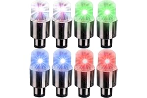 Hemore LED Bike Wheel Lights, 8pcs Bicycle Tyre Valve Cap Lights, Waterproof Bike Spoke Lights, Neon Flash High Light for Bike Accessories (Mix-Colors)