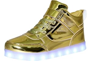JEVRITE Unisex Light Up Shoes LED Trainers USB Charging Couples Shoes High Top for Women Men Flashing Trainers