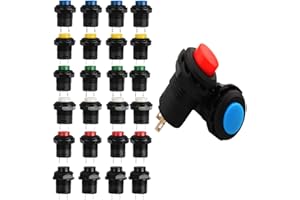 RUNCCI-YUN 12mm Interruttore Pulsante Momentaneo Impermeabile Autobloccante 24pz, Interruttore pulsante Momentaneo Automatico, ON/OFF Impermeabile Momentaneo Interruttore pulsante AC 1.5A/250V 3A/125V
