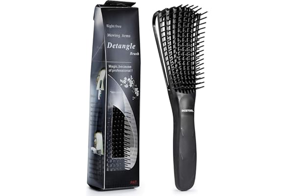 BESTOOL Brosse à cheveux, brosse à démêlage pour les cheveux naturels noirs, brosse cheveux bouclés pour les cheveux bouclés afro 3 / 4abc, idéal sur cheveux mouillés ou secs (Noir)