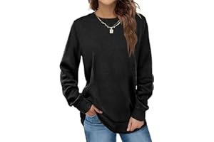 EUHOM Damen Sweatshirt Pullover Basic Langarmshirt Oversize Rundhals Langarm Pulli Herbst Winter Casual Oberteile Tops für Leggings