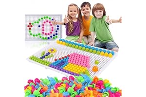 QCHOMEE 295Pcs Mosaïque Puzzle Jouet Bloc Jeux de Construction Jigsaw Puzzle 3d Clous de Champignon Colorées Créatif DIY Briques Construction Jouet Educatif Cadeau Anniversaire Noël pour Enfant 3 Ans et Plus