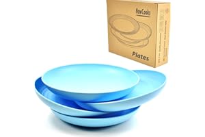 NowCooks Unbreakable Plates Set of 4, UK/EU Tested, Plastic Plate, Perfect for Parties, picnics, Camping and Caravans