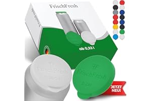 FRISCHFRESH - Couvercle pour canette de boisson : 0,25/0,33-0,5l+ (vert/blanc, 0,25 l) (Conforme LFGB & REACH, BPA-free) Parfaite protection en festivals, à la plage, dans le jardin et en déplacement