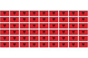 INDIGOS UG Set di mini bandierine - Confezione liscia - 20 x 12 mm - Adesivo - Albania - Adesivi per ufficio, scuola e casa - 54 pezzi