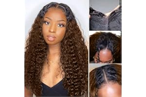 CLASSINE Perruque Cheveux Humains Water Wave Brun V Part 1b/30 - Upgrade U Part Lace Wig Brésilien Remy Glueless 22 Pouces