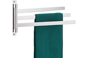 KOKOSIRI Swivel Towel Bars Swing Out Hand Towel Holder 3-Arm for Bathroom Kitchen Toilet Wall Mounted Chrome Stainless Steel B5007CH-A3