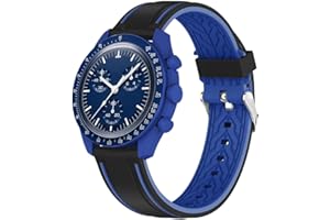 Wizvv Silicone Cinturino Compatibile con Omega x Swatch MoonSwatch Speedmaster/Rolex Watch/SEIKO，20mm silicone Morbido e confortevole Cinturino Orologio per Uomo Donna