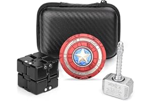 ANZMTOSN Cool Fidget Spinner Metal Toy Set , Sensory Fidget Infinity Fidget Cube Block Flippy Chain, Hammer Shield Fidgit Spinners, Anti Anxiety Stress Relief Gift for Kids Adults