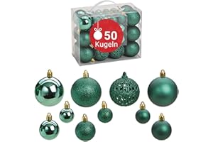 ‎WOMA WOMA Christbaumkugeln Set Grün & 22 weiteren Farben - 50er & 100er Weihnachtskugeln Set - Weihnachtskugeln Kunststoff - Weihnachtsbaum Deko & Christbaumschmuck