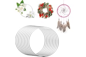 above zero 10PCS Cercle Attrape Reve 20 cm, Anneaux Attrape-Rêves Métal, Anneaux Métalliques pour Travaux Manuels, Cerceau Floral, pour Attrape-rêves, Fleuriste, Couronne, Mariage, Décoration Murale