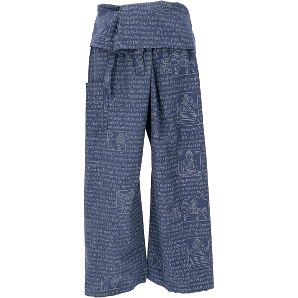 TC0055 Pantaloni da pescatore thailandese unisex punto a mano, disegno interno del punto per pantaloni pescatore thailandese, pantaloni a gamba larga, pantaloni avvolgenti - Italia