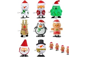 Uwiyo Weihnachts-Aufziehspielzeug für Kinder, 8 Stück Uhrwerk Spielzeug Weihnachtsmann Schneemann Lebkuchenmänner Pinguin Rentier Uhrwerk Spielzeug für Weihnachtsstrümpfe und Geschenktütenfüller
