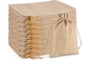 SXUUXB 20 Stück 20x30 cm Jutesäckchen, Klein Jutebeutel mit Kordelzug, Leinen-Säckchen, Sackleinen Taschen, Schmuckbeutel, Geschenksäckchen für Hochzeit, Party und Adventskalender (Primärfarbe)