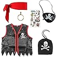 SKHAOVS 6pcs Pirate Role Play Dress Up Set, Captain Costume & Accessories Kit for Boys, Themed Birthday Party & Holloween