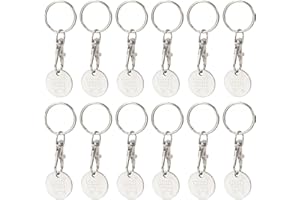 Zoruam 12PCS Trolley Token, Shopping Trolley Token,Trolly Coin UK, Metal Clips Pound Coin Trolley Tokens Keyrings Ring for Supermarket Cart