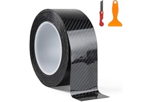 EFUTURETIME Nastro Fibra di Carbonio Autoadesiva Nero Lucido 5cm × 10m Protezione per Paraurti per Auto Antigraffio Strisce Decorativa Adesive per Paraurti Bagagliaio Bicicletta Moto Mobili