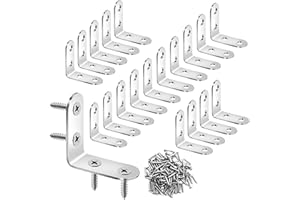 BRELET Staffe Angolari 90° in Metallo, 24 Pezzi Squadretta Angolare per Legno, Staffe a L con 96 Viti, Staffe Angolari per Fissare Mensole, Mobili e Scaffali, Supporti Angolari per Tavoli e Sedie, 40x40mm