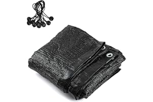 SMARTELF Shade Netting 90% Shade Cloth - Black Bulk UV Resistant Fabric Mesh for Greenhouse Garden Flower Plant Wind Frost Snow Winter Protection Included 6"BALL BUNGEE (6.5Ft*10Ft, 90% Sunshade Rate)