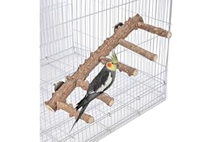 AELMIYW Bird Playground, 12.2Inch Loro de Madera de pie para la Jaula, de Madera Natural de Aves de pie Percha,Perchas de Aves, Aves Plataforma,Jaula de Pájaros Accesorios