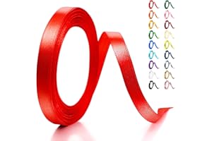 ARTCUT Nastro Rosso, 10MM×22M Nastro Raso, Nastro per Palloncini, Nastro Regalo, Nastri Colorati, Nastro Raso Rosso, Nastri per Pacchi Regalo, Torta, Regalo, Festa di Compleanno, Matrimonio, Easter