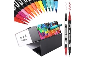 hhhouu 100 Colori Brush Pen Lettering Pennarelli Doppia Punta Fine Acquerellabili Penne da Colorare per Adulti Bullet Journal,Calligrafia, Dsegno hho-100B