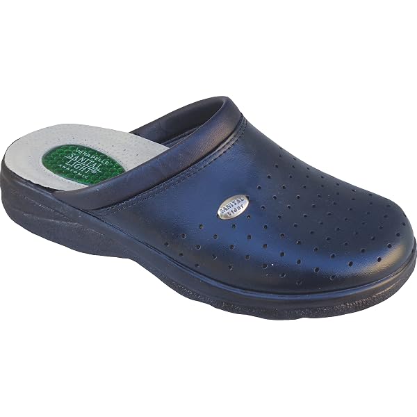 Sanital Light Ciabatte Sanitarie Uomo 750 – Pelle Traforata Blu E Bianca – Plantare Anatomico E Suola Gomma – Made In Italy - 5