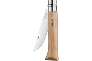 Opinel - N°12 Cuchillo de Bolsillo Serrado - Hoja de 12 cm de Acero Inoxidable, Mango de Madera de Haya, Uso Diario, Anillo de Seguridad Virobloc - Fabricación Francesa
