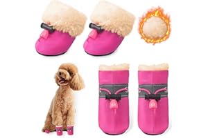 KATELUO Hundeschuhe Winter,4 Stück Stiefel für Hunde,Schneestiefel Hunde,Geeignet für Kleine Und Mittelgroße Hunde, Rutschfest Und Warm, für Outdoor-Aktivitäten Geeignet, Waschbar (S, Rosa)