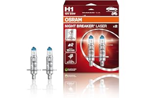 OSRAM NIGHT BREAKER LASER H1, +150% di luce in , lampada alogena per fari, 64150NL-HCB, 12V, scatola doppia (2 lampade)