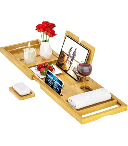 Ausziehbares Badewannen-Tablett - Verstellbar 55-78cm Mit Ablauflöchern