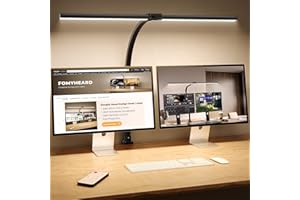 FOMYHEARD Lampe de Bureau LED Puissante de Double Source, 24W 80cm Bureau Pince D'architecte, 5 Luminosité 5 Températures Couleur,Protection Yeux Ecran pc pour Design,Lecture,Dessin