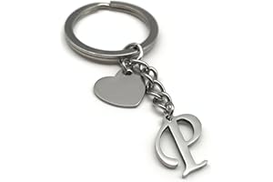 EVEMATE Schlüsselanhänger Buchstabe mit Herz | A-Z Buchstaben | Handmade | Edelstahl Anhänger | Namen Initiale Geschenk Partner Geburtstag Freund Freundin Mutter Vater