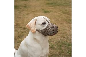 Diketone Bozal Perro，Bozales para Perros Grandes Bozal de Silicona para Perros, los Perros Pueden Jadear y Beber, Evitando Morder, Masticar y Ladrar（Café,L）