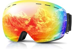 GONICVIN Magnetyczne gogle narciarskie, z powłoką zapobiegającą parowaniu, dla mężczyzn, kobiet, osób noszących okulary, ochrona przed promieniowaniem UV, czerwone