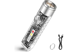 Jeebel Mini LED Ficklampa 400 Lumen Nyckelring Fick Ficklampa USB Uppladdningsbar Minilampa med Sidoljus UV/Vit/Röd/Blå-Röd, EDC Magnetisk IP65, Nödfall Camping Kreativa-Gåvor