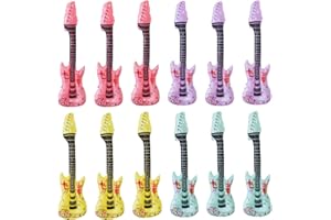 Embhlitfe 12 Stück Aufblasbare Gitarre,Aufblasbares Musikinstrument Aufblasbare Rockgitarre Rockstar Spielzeug,Aufblasbare Party Requisiten für Kinder Erwachsene Party Dekorations (90x30cm)