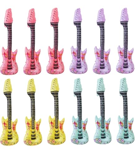 Opblaasbare Gitaar, 100 cm, Opblaasbaar Kinderkostuum, 6 Opblaasbare Gitaar, 100 cm, Opblaasbaar Kinderkostuum, 6