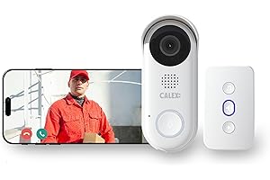 Calex - Timbre de vídeo con cámara, timbre inteligente de 2 K, cableado con timbre y función de intercomunicador, timbre con aplicación, compatible con Alexa, blanco
