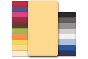 ‎CELINATEX CelinaTex Jersey Spannbettlaken Lucina Doppelpack 90x200-100x200cm creme gelb 100% Baumwolle gekämmt bis 26cm Matratzenhöhe OEKO-TEX