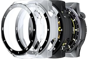 zZjoOoj Fodral för Huawei Watch GT 6 Pro 46 mm skärmskydd totalt skyddsfodral, inbyggt härdat glas skärmskydd hög känslighet