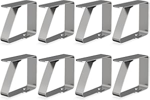 virea 8 x Fermacoperta Argento per tavoli con Spessore di 3 cm - - Fermacoperta in Acciaio Inossidabile per Interni ed Esterni - - Fermacoperta Facili da Pulire