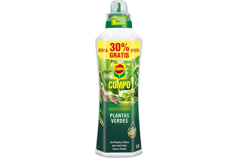 COMPO Fertilizante de plantas verdes para plantas de interior, balcón y terraza, Fertilizante líquido con extra de potasio y 