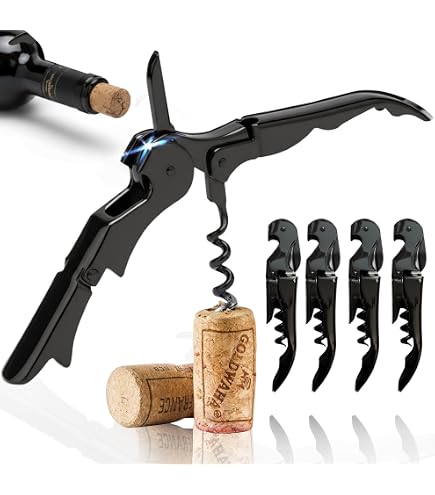 Lot De 6 Tire-bouchons Sommelier 3-en-1 - Acier Inoxydable - Avec Décapsuleur Et Coupe-capsule - Pour Professionnels Et Maison - 8
