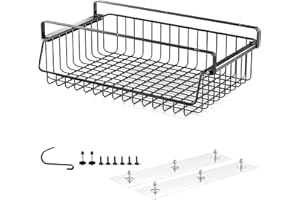 ADWOLT Under Desk Cable Management Tray,Metal Under Desk Drawer Slide Out for Storing Extension Cords,Large Under Table Storage Organizer Rack for Home Office No Drill [1 Pack]