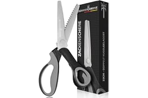 SCHWERTKRONE Forbici a Zig Zag per Tessuto Premium 23 cm - Acciaio Inox, Manici Ergonomici - Versatili per Bricolage e Tessuti - Forbice Sartoriale
